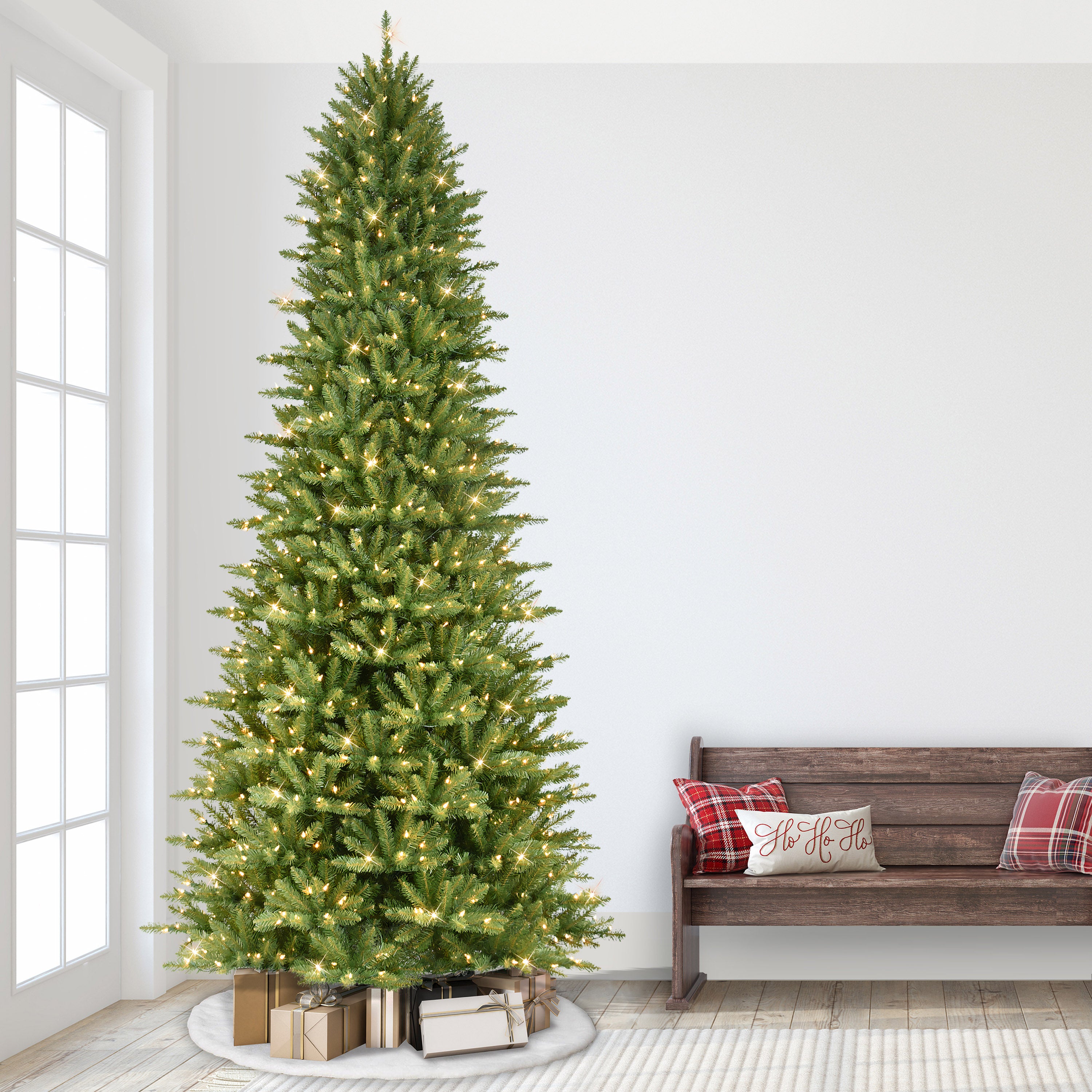 9ft Pre-Lit Slim Fraser Fir Christmas Tree